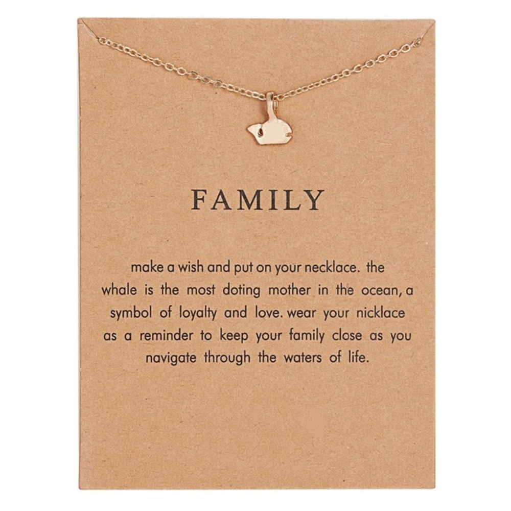 Gold Love Family Whale ShortChain Necklace Pendant - Picture 2 of 4
